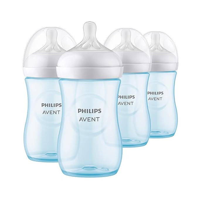 Philips Avent Natural Baby Bottle with Natural Response Nipple, Blue, 9oz, 4pk, SCY903/24 | Amazon (US)