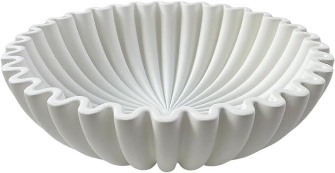 Large Decorative Bowl - Concrete Modern Fruit Bowl - White Decorative Bowls for Home Decor Bowl -... | Amazon (US)