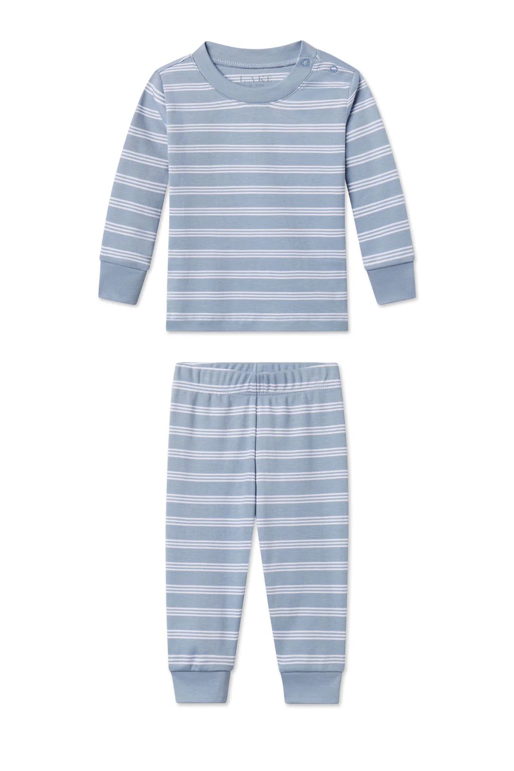 Baby Long-Long Set in Dusty Blue Stripe | Lake Pajamas