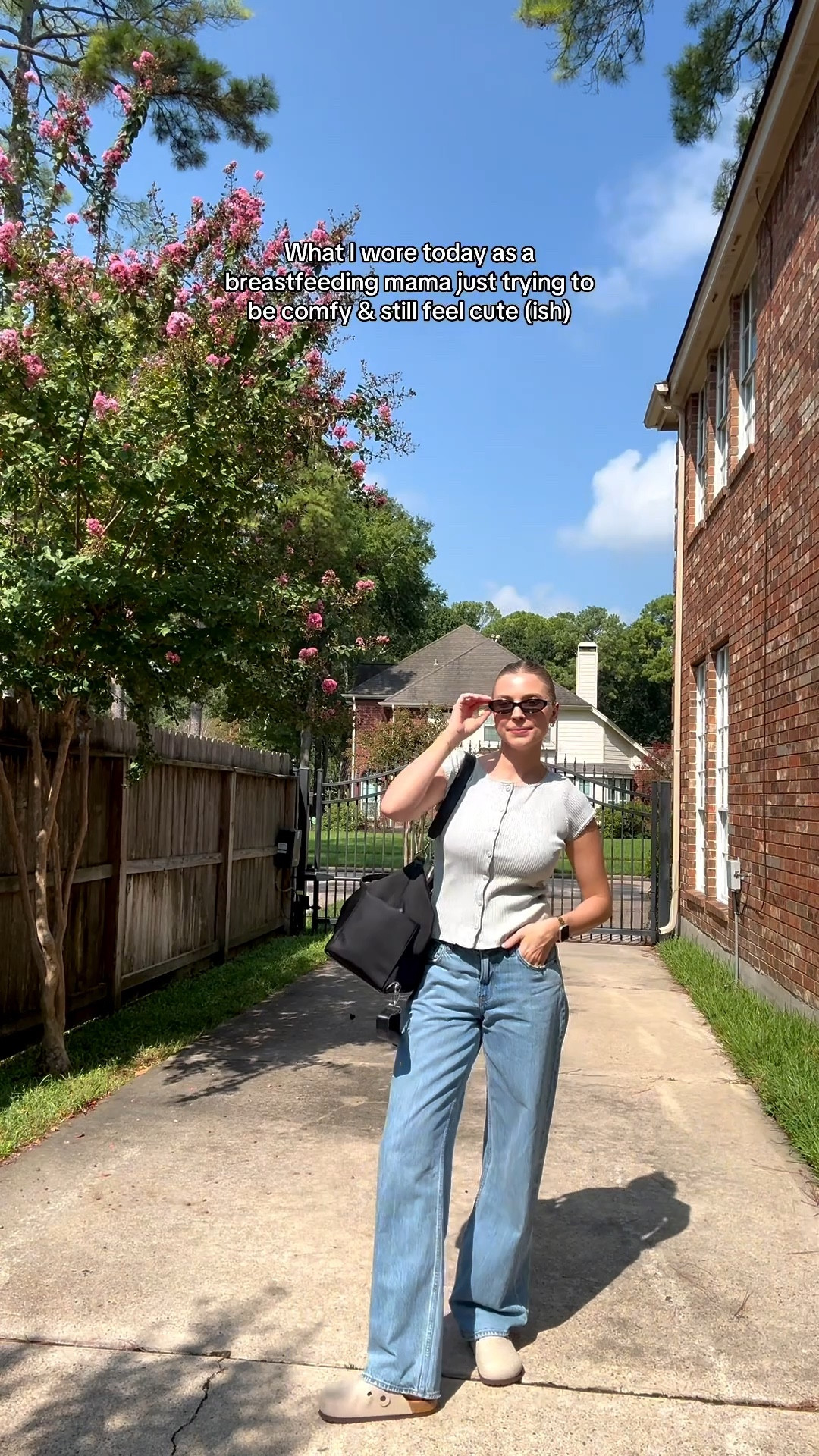 Casual summer/fall outfit. 27 long in the jeans and S/M in tee. Perfect for breastfeeding! 

#LTKStyleTip #LTKSeasonal
