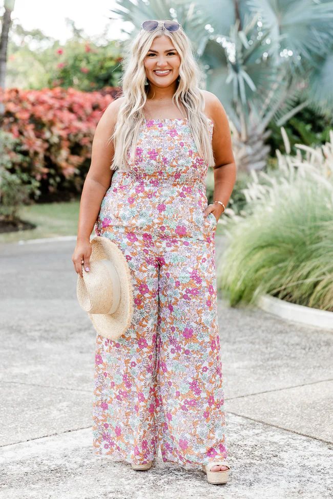 Exchanging Stories Floral Jumpsuit | Pink Lily