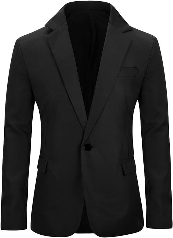 Men's Slim Fit Casual 1 Button Notched Lapel Blazer Jacket | Amazon (US)