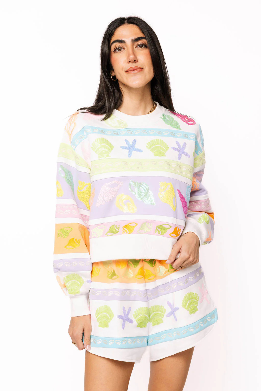 Colorblock Stripe Shell Sweatshirt | Queen of Sparkles