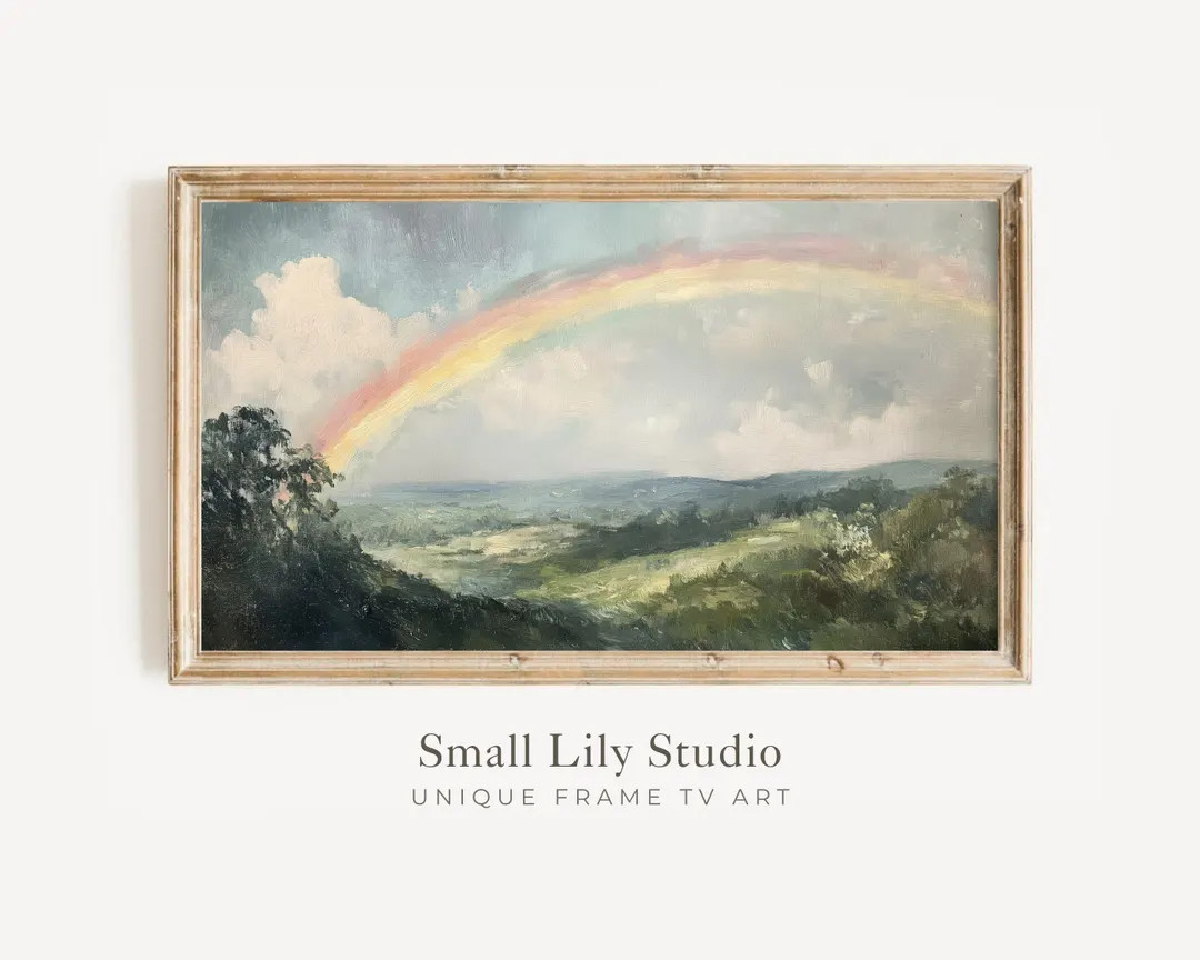 FRAME TV art Rainbow in Countryside, Samsung Frame TV art Moody Landscape, St Patrick's Day Frame... | Etsy (US)