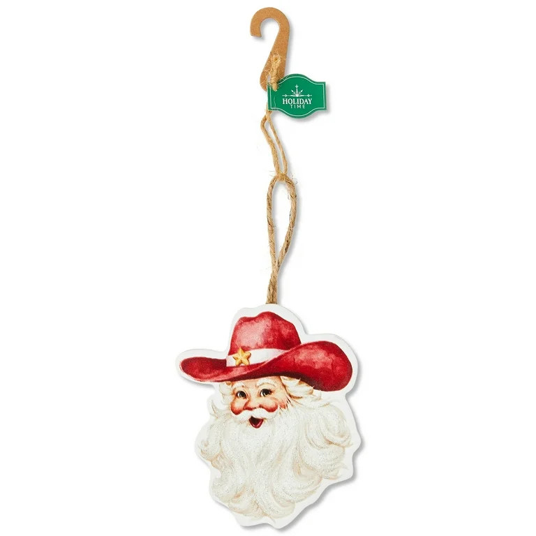 Red and White Cowboy Santa Christmas Ornament, 5", by Holiday Time | Walmart (US)