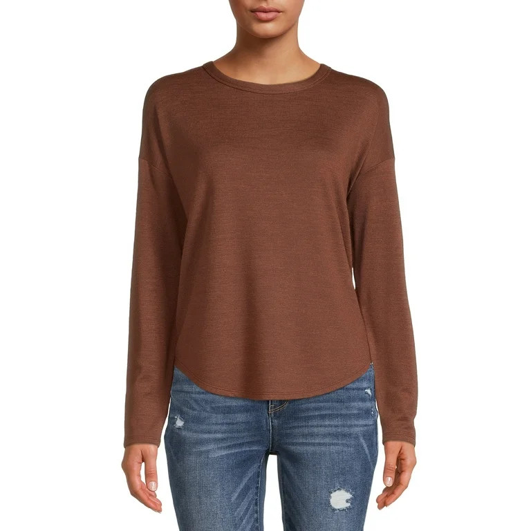 Time and Tru Women's Hacci T-Shirt with Long Sleeves | Walmart (US)