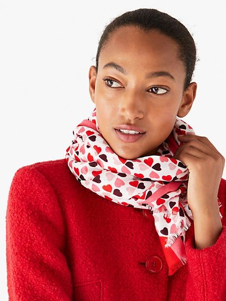 multi hearts oblong scarf | Kate Spade (US)