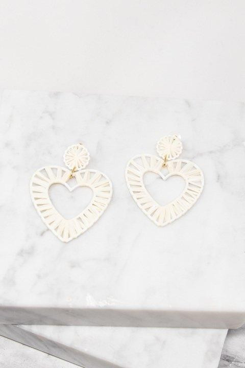 Yacht Party Natural White Heart Earrings | The Mint Julep Boutique