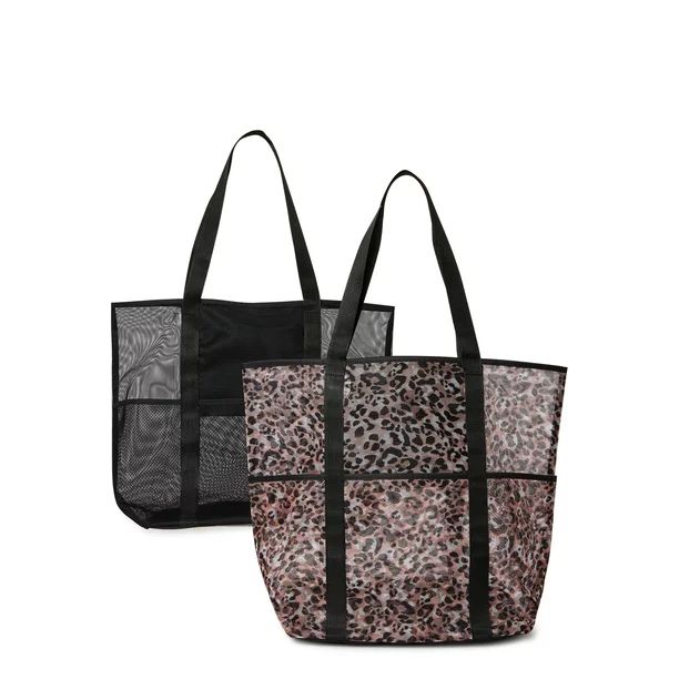 Time and Tru Women's Mesh Beach Tote Bag, 2-Pack - Walmart.com | Walmart (US)