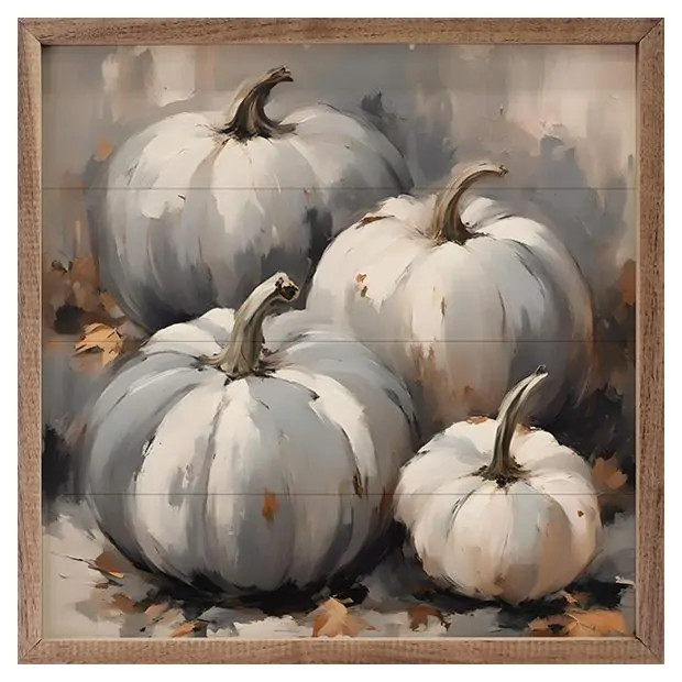Four Blue Gray Tone Pumpkins Wall Decor | Antique Farm House