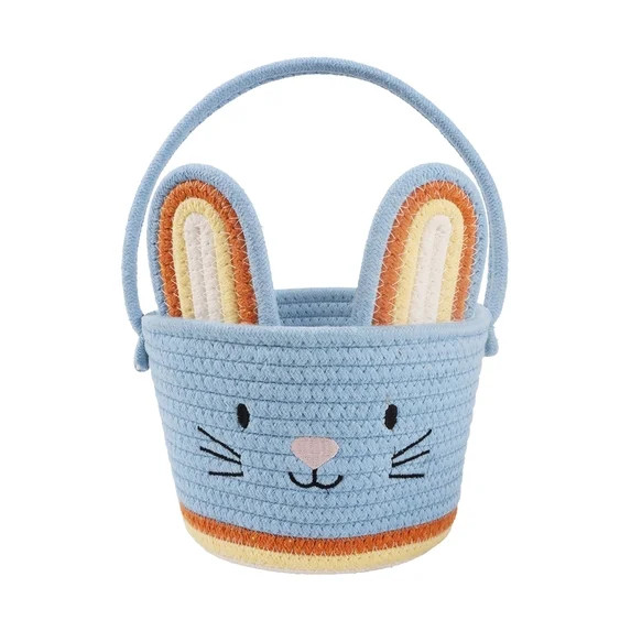 Round Bunny Rope Basket, Multicolor, 8" x 9", Easter by Way To Celebrate | Walmart (US)