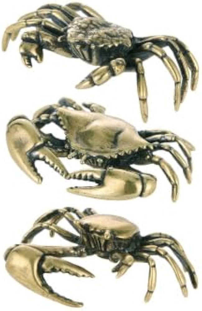 Brass Crab Figurine Crab Statue, 3Pcs Brass Animal Figurines Chinese Feng Shui Crab Decor Lucky C... | Amazon (US)