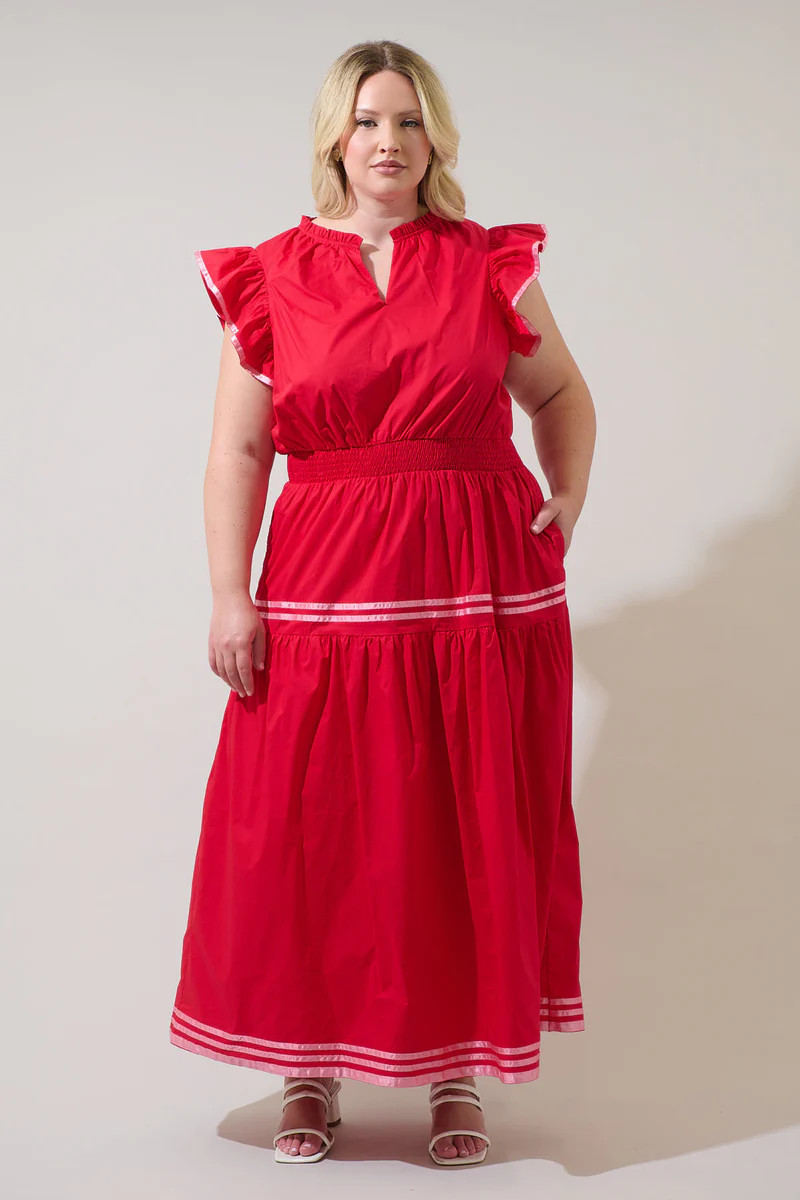 Solene Contrast Maxi Dress Curve | Sugarlips