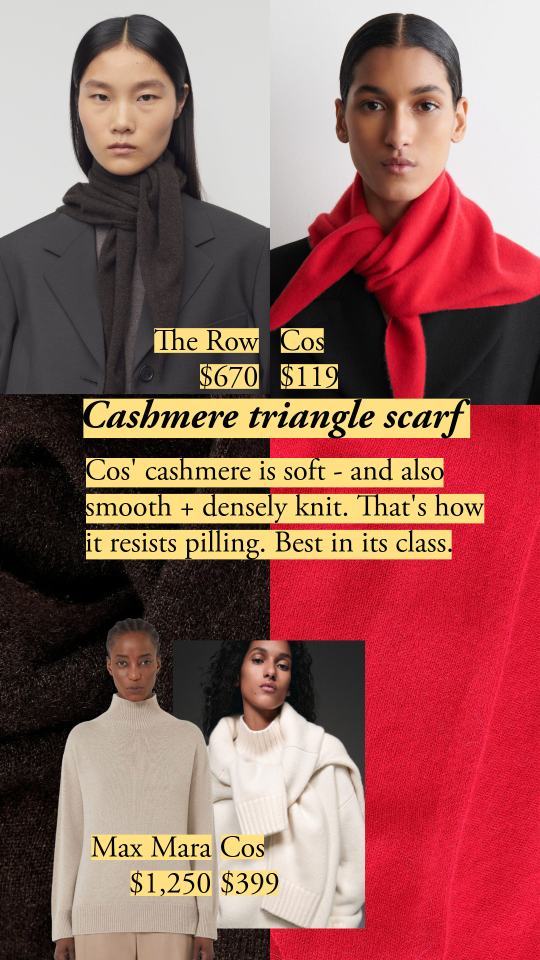 COS' cashmere is the best in class: smooth, soft, and long lasting. Their styles are on point – you can easily (too easily) compare their pieces to ones from The Row 🧶 cashmere crewneck sweater, cashmere funnel neck sweater, cashmere scarf, triangle scarf, winter accessories, cold weather essentials 

 

#LTKSeasonal #LTKFindsUnder100 #LTKTravel
