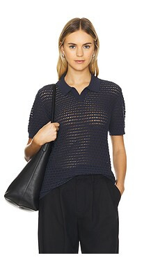 WAO Open Knit Short Sleeve Polo in Navy from Revolve.com | Revolve Clothing (Global)