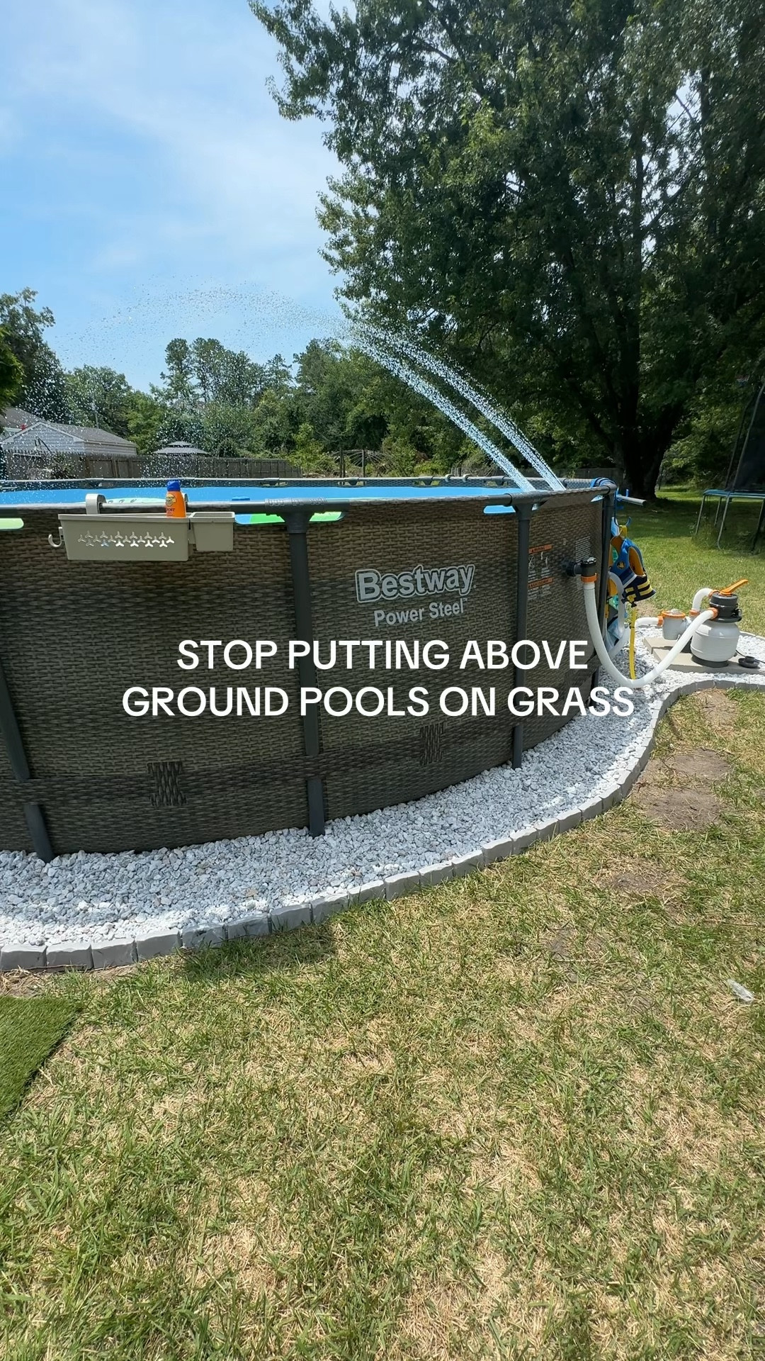 Above ground pool setup ideas that instantly make your backyard look more finished. Sharing the faux rock border, gravel base, and simple upgrades I used to elevate this pool area. 

#LTKHome