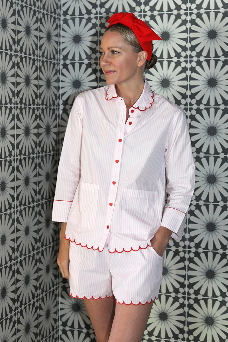 Lottie Shorts Set in Primrose Stripe | Lake Pajamas