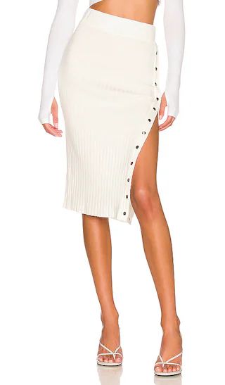 Kristy Ribbed Snap Skirt in White | Revolve Clothing (Global)