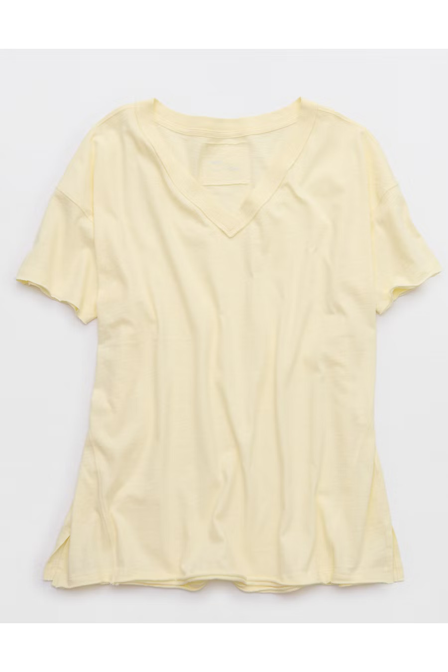 Aerie Oversized V-Neck Boyfriend T-Shirt Women's Cozy Yellow L | Aerie