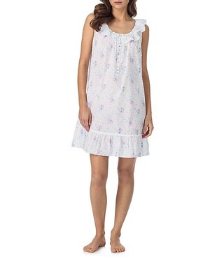 Ribbon Rose Floral Print Sleeveless Ruffled Scoop Neck Woven Chemise | Dillard's