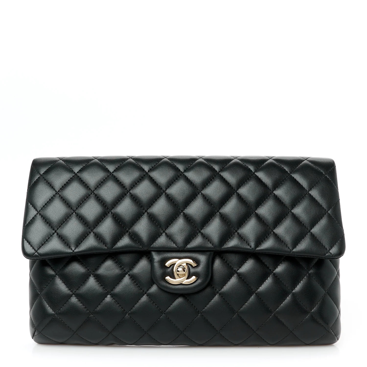 Chanel Lambskin Quilted Flap Clutch Black 1730683 | FASHIONPHILE (US)