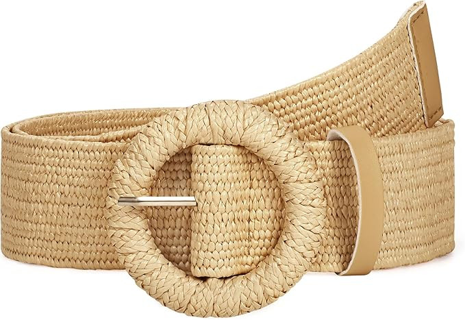 Straw Woven Elastic Belt for Women Stretchy Belts for Dress Fashion Boho Waist Belt Rattan Raffia... | Amazon (US)