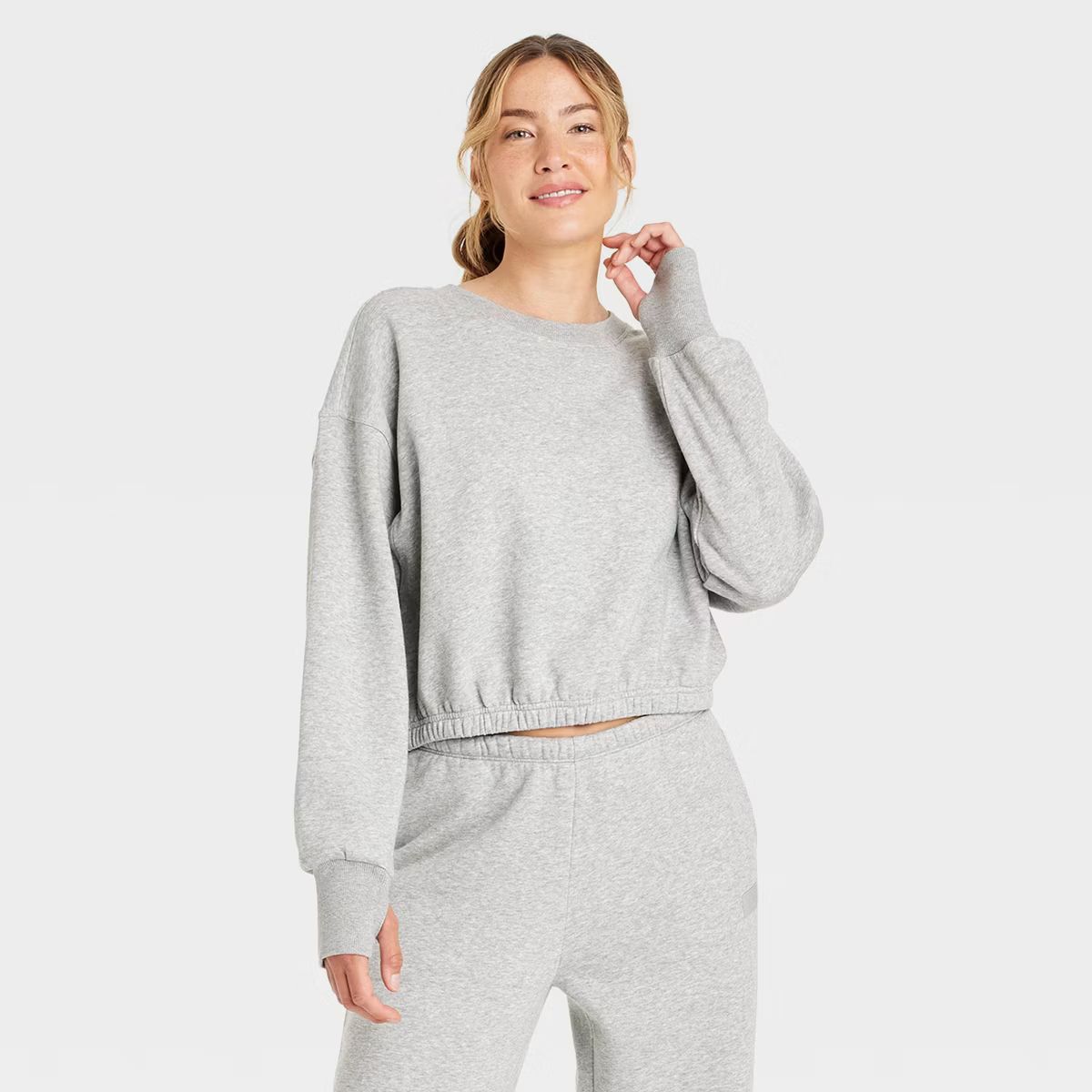 Women's Fleece Cropped Crewneck Pullover - JoyLab™ | Target