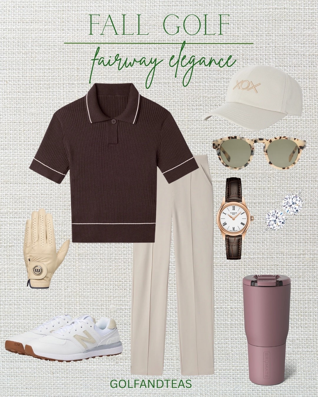 Carry the beautiful colors of fall onto the golf course. This elegant knit polo in deep mauve pairs so perfectly with these cream pants. This outfit goes from the course to cocktails with a change of shoes  

#LTKSeasonal #LTKOver40 #LTKActive
