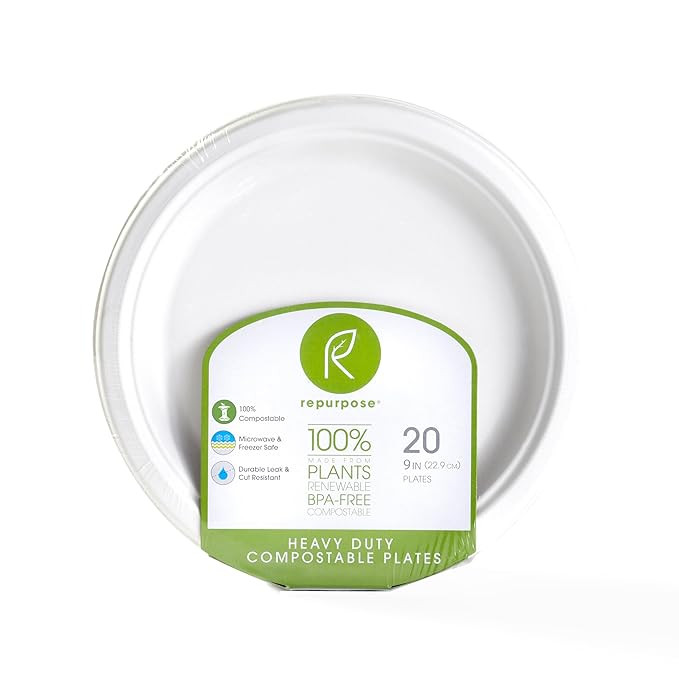 REPURPOSE Compostable 9 Inch Plates 20 Count, 20 CT | Amazon (US)