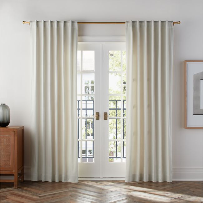 Ivory Organic Cotton Sateen Window Curtain Panel 52"x108 | Crate & Barrel