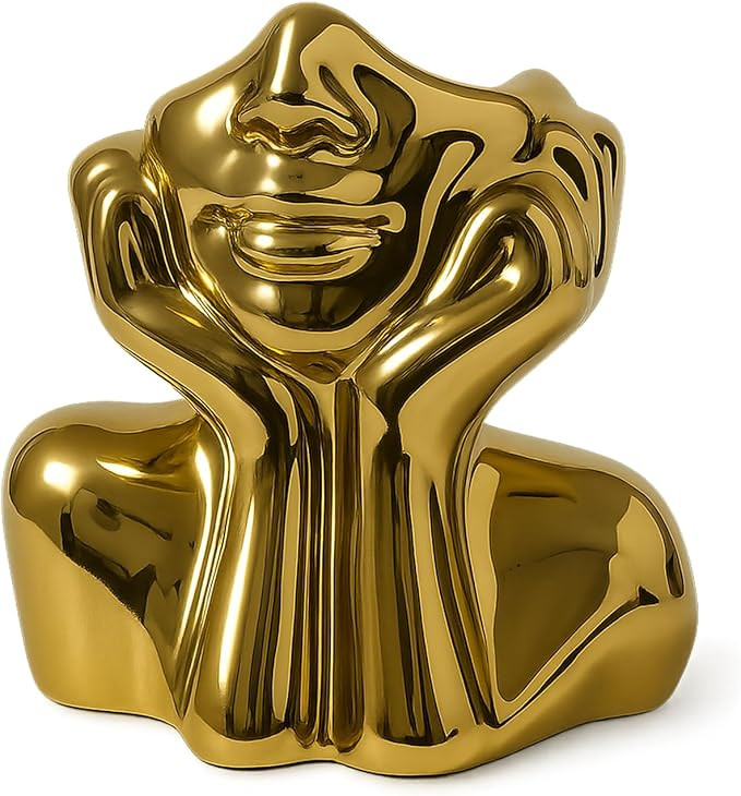 Gold Face Vase Unique Ceramic Vase for Room,Office,Home Decor | Amazon (US)