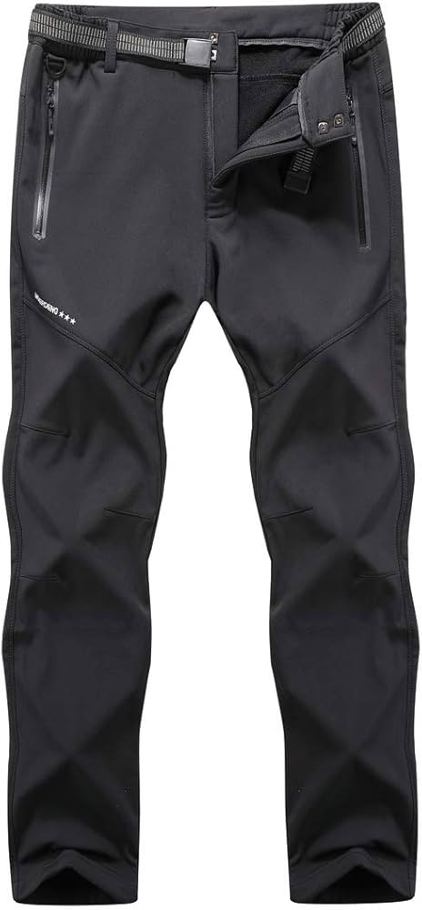 MOERDENG Men's Soft Shell Waterproof Winter Snow Ski Snowboarding Pants Fleece Cargo Hiking Pants | Amazon (US)