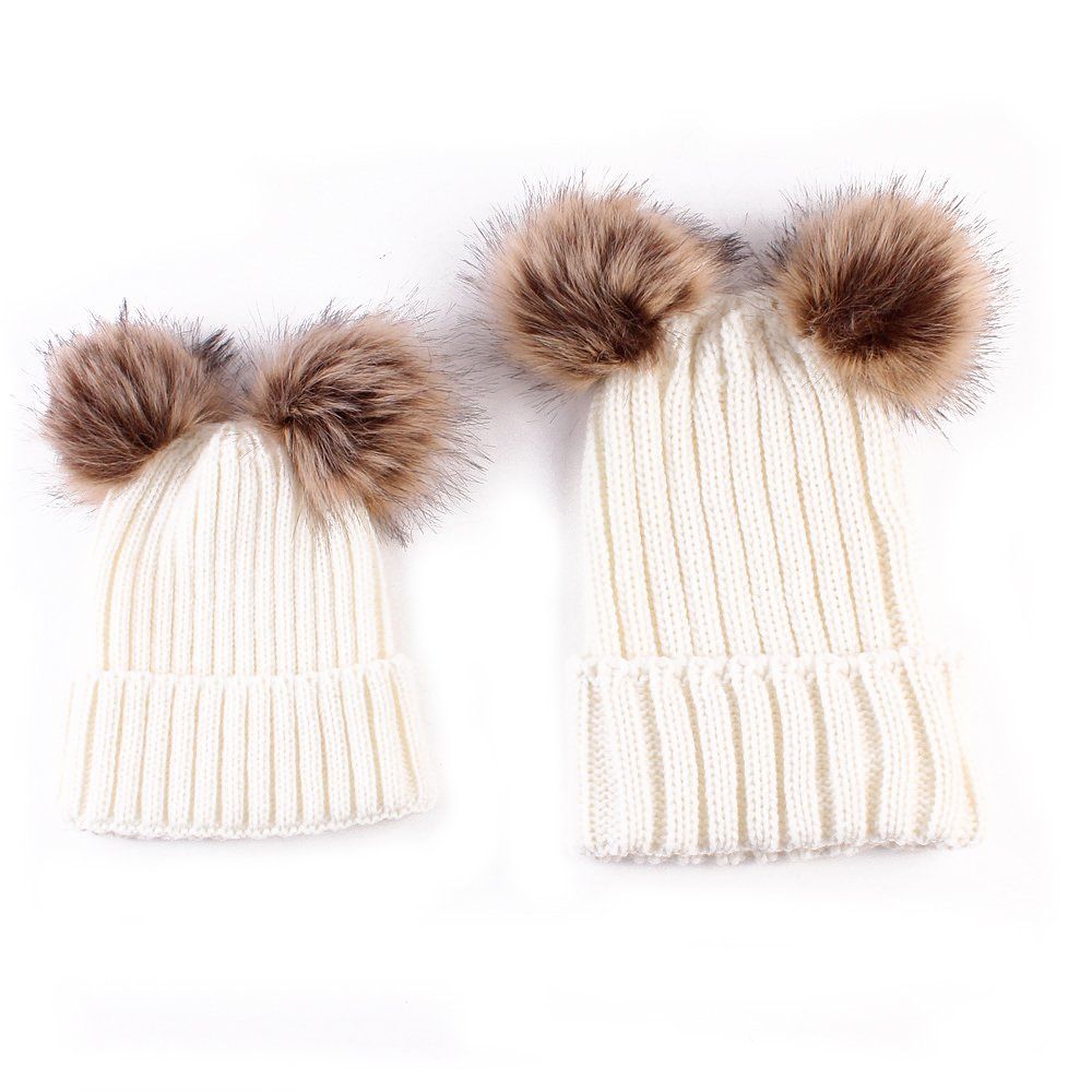 oenbopo 2PCS Parent-Child Hat Winter Warmer, Baby Hat/Women Hat, Mother & Baby Knit Hat Beanie Wi... | Amazon (US)