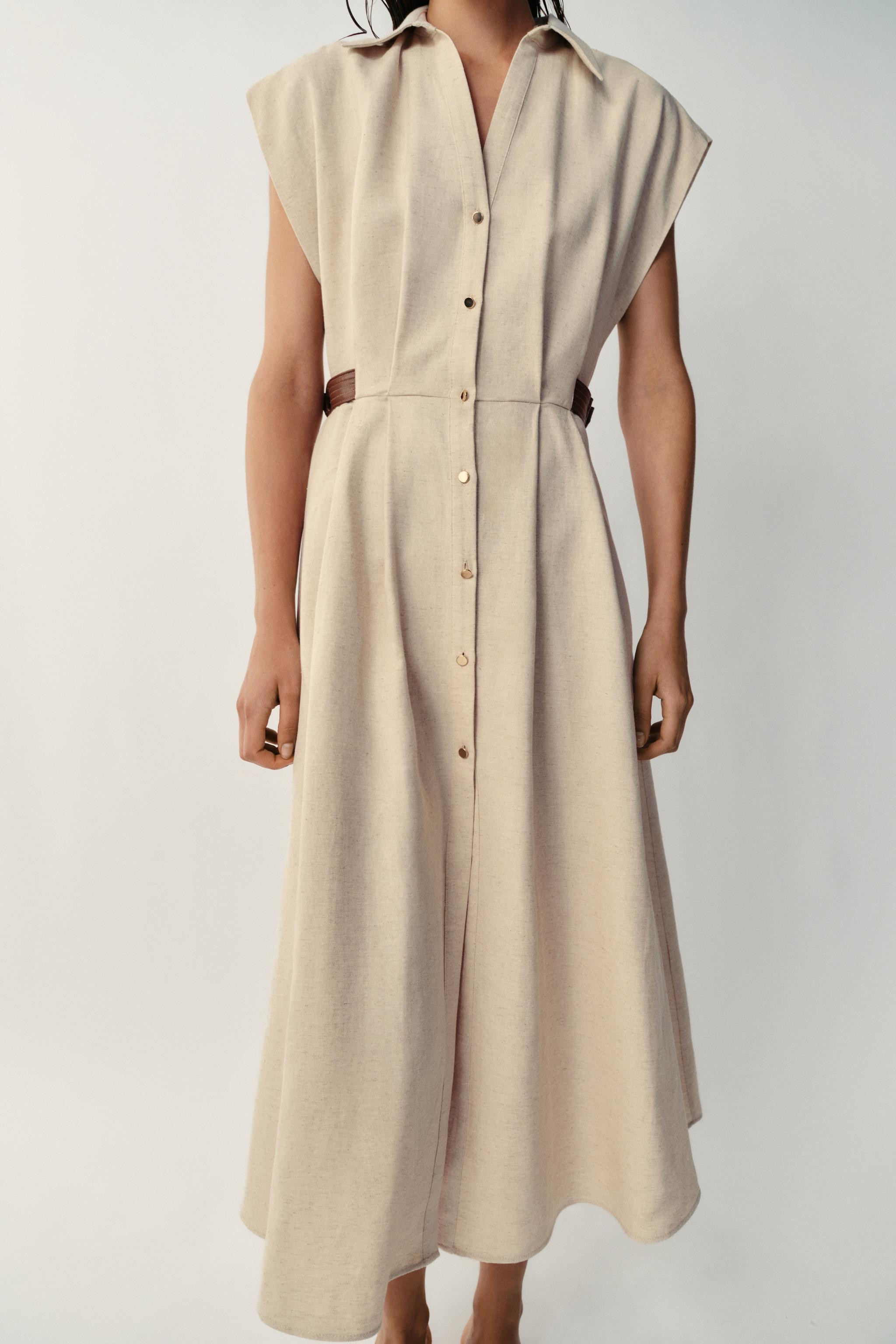 LINEN BLEND SHIRTDRESS | Zara US