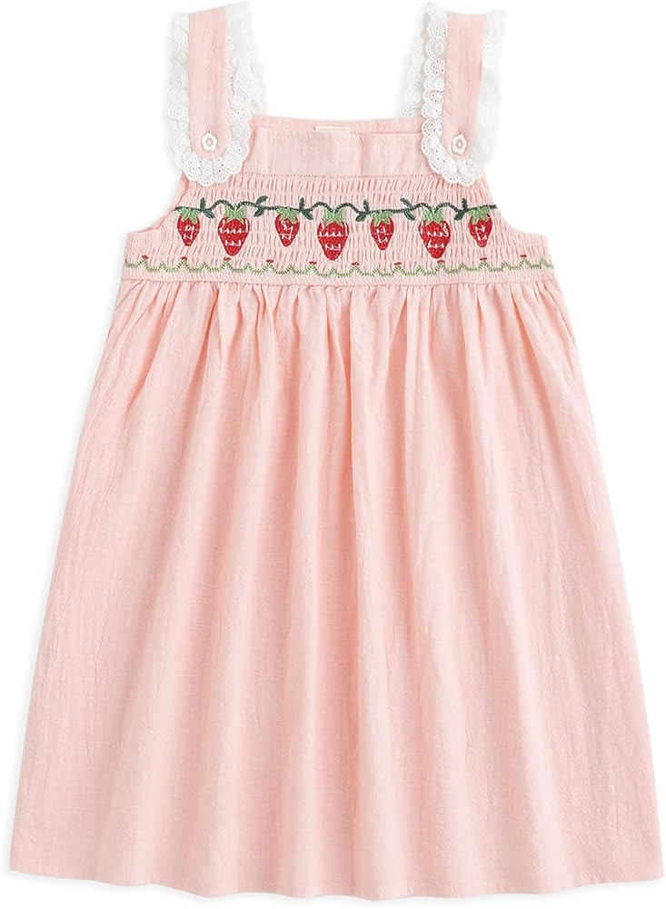 Simplee kids Baby Girl Dress Toddler Casual Dresses Summer Solid Color Floral Girl Clothes | Amazon (US)