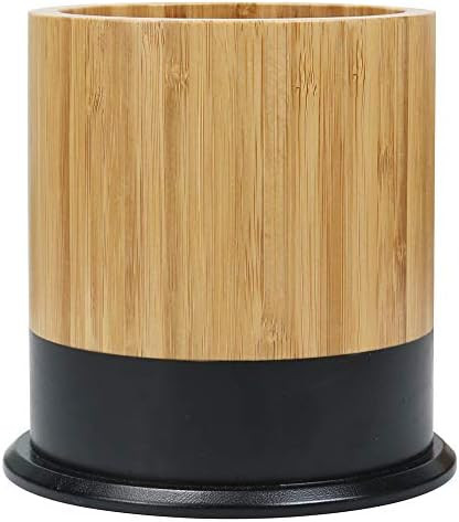 Kitchen Bamboo Utensil Holder,Large Cooking Utensil Organizer,6.2 x 6.2 Inches,Black | Amazon (US)