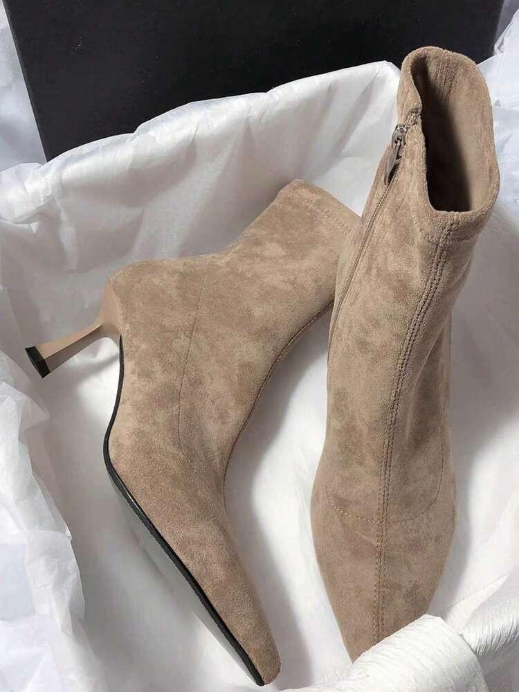 Fall/Winter 2025 New Arrival French Style Pointed Toe Thin Heel Slim Fit Ankle Boots, Minimalist Design For Commuting, Women,Boots For Women | SHEIN