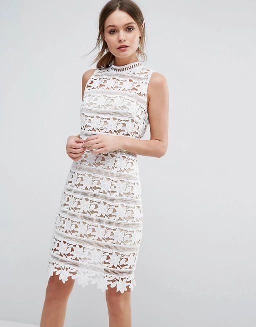 New Look Premium Cutwork Lace High Neck Dress | ASOS US