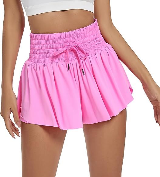 Flowy Athletic Shorts for Women High Waisted Gym Yoga Workout Running Spandex Tennis Skirts Cute ... | Amazon (US)