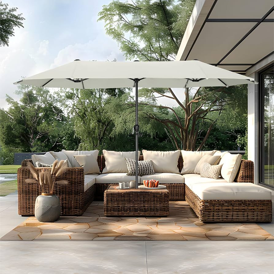 PHI VILLA 13ft Large Patio Umbrellas, Double-Sided Outdoor Market Rectangle Umbrella for Outside,... | Amazon (US)
