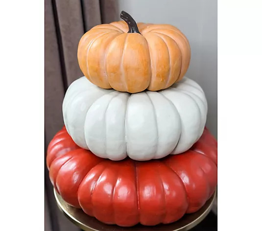 Simply Stunning Set of 3 Stackable Pumpkins by Janine Graff | QVC