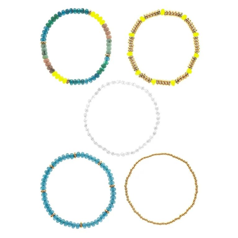 Time and Tru Beaded Stretch Bracelet Set, 5-Piece | Walmart (US)