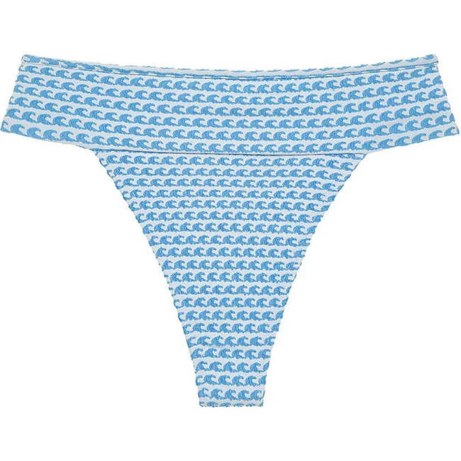 Montce Swim | Women's Tamarindo Bikini Bottom, Wave Repeat (Blue, Size Medium) | Maisonette | Maisonette