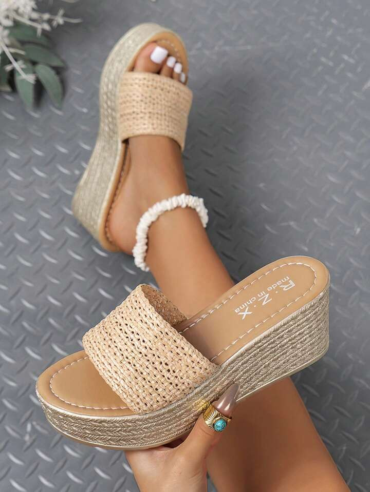 New Arrival Women'S Casual Wedge Heel Thick Platform Sandals, Rope Beach Style Anti-Slip Waterpro... | SHEIN