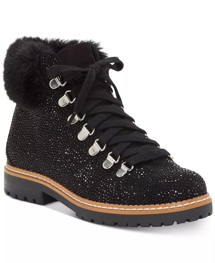 Women's Pravale Lace-Up Lug Sole Hiker Bling Booties, Created for Macy's | Macys (US)