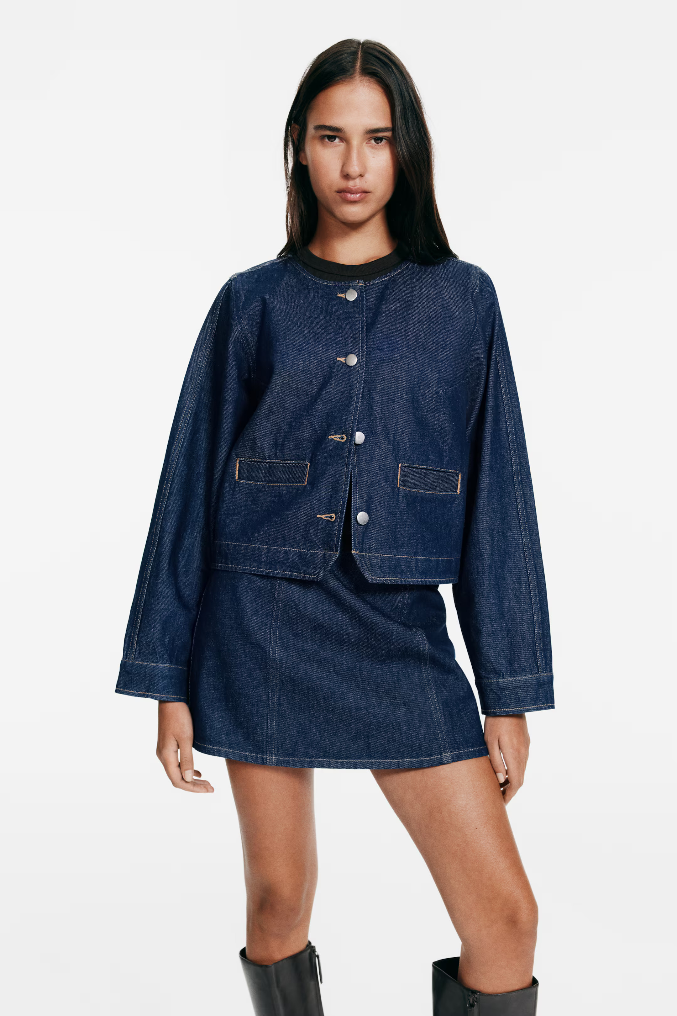 Collarless Denim Jacket | H&M (US + CA)