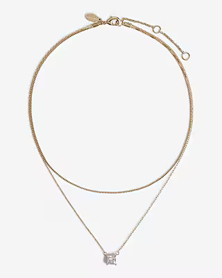 2 Row Rhinestone Pendant Necklace | Express