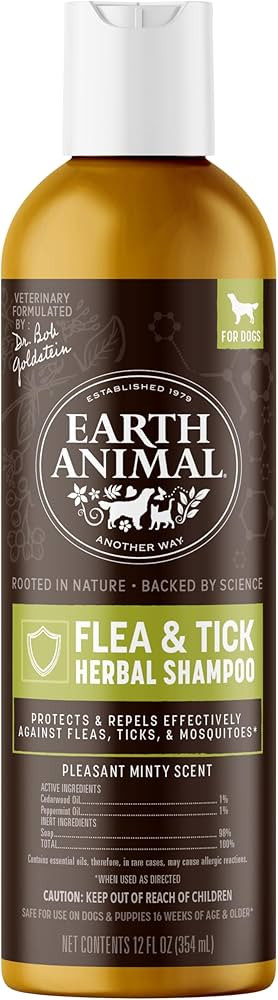 Earth Animal Apothecary Natural Flea & Tick - Herbal Shampoo for Dogs - 12 oz. Bottle | Amazon (US)