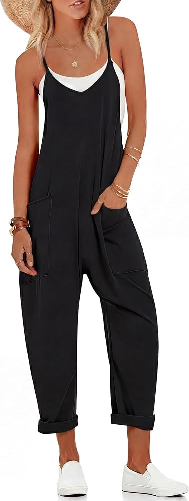 Ekouaer Womens Jumpsuit Sleeveless Casual Summer Overalls Jumpers Spaghetti Strap Baggy Long Pant... | Amazon (US)
