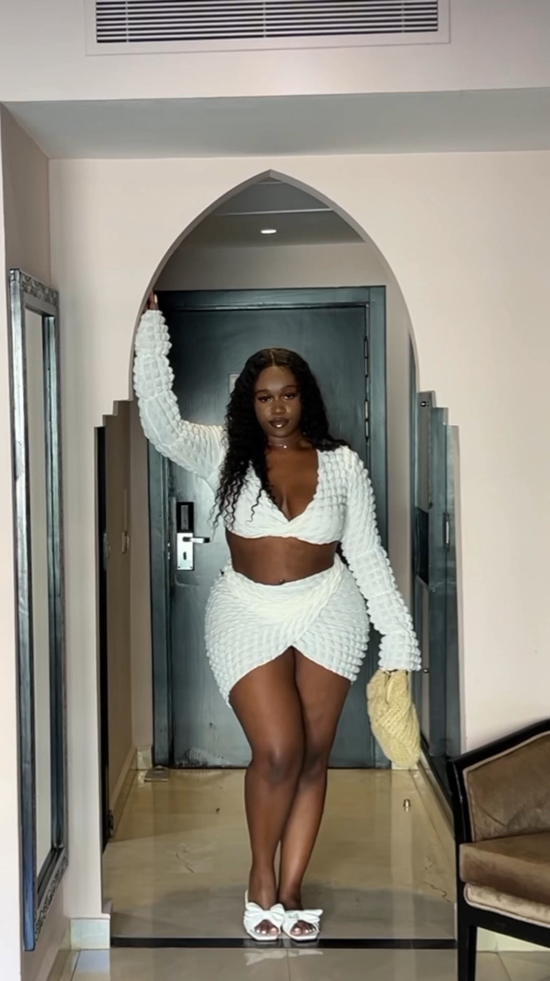 PRETTYLITTLETHING Ivory Bubble Textured Long Sleeve Beach Top & Tie Side Beach Sarong - Wearing a size XL

#LTKPlusSize #LTKStyleTip #LTKSwim